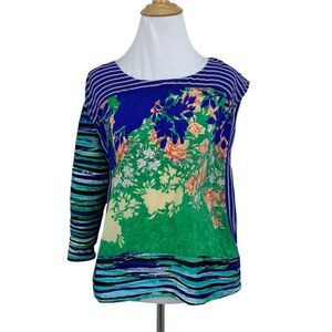 Moulinette Soeurs Floral Silk Blouse Womens Size XS One Sleeve Anthropologie Top